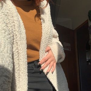 Fuzzy Cardigan with Pockets and Hood